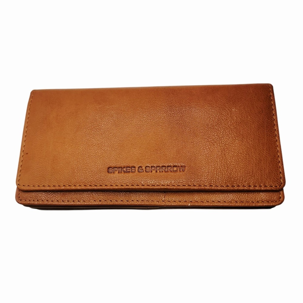 Spikes & Sparrow Genuine Leather Wallet Cognac Brown Zip Coin Card Holder